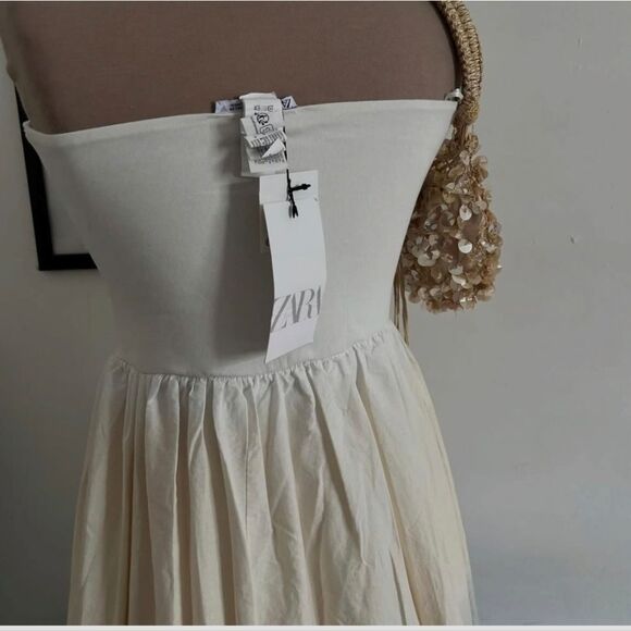 NWT ZARA CONTRASTING TIE DYEβDRESS ombre turquesa white - Picture 2 of 14